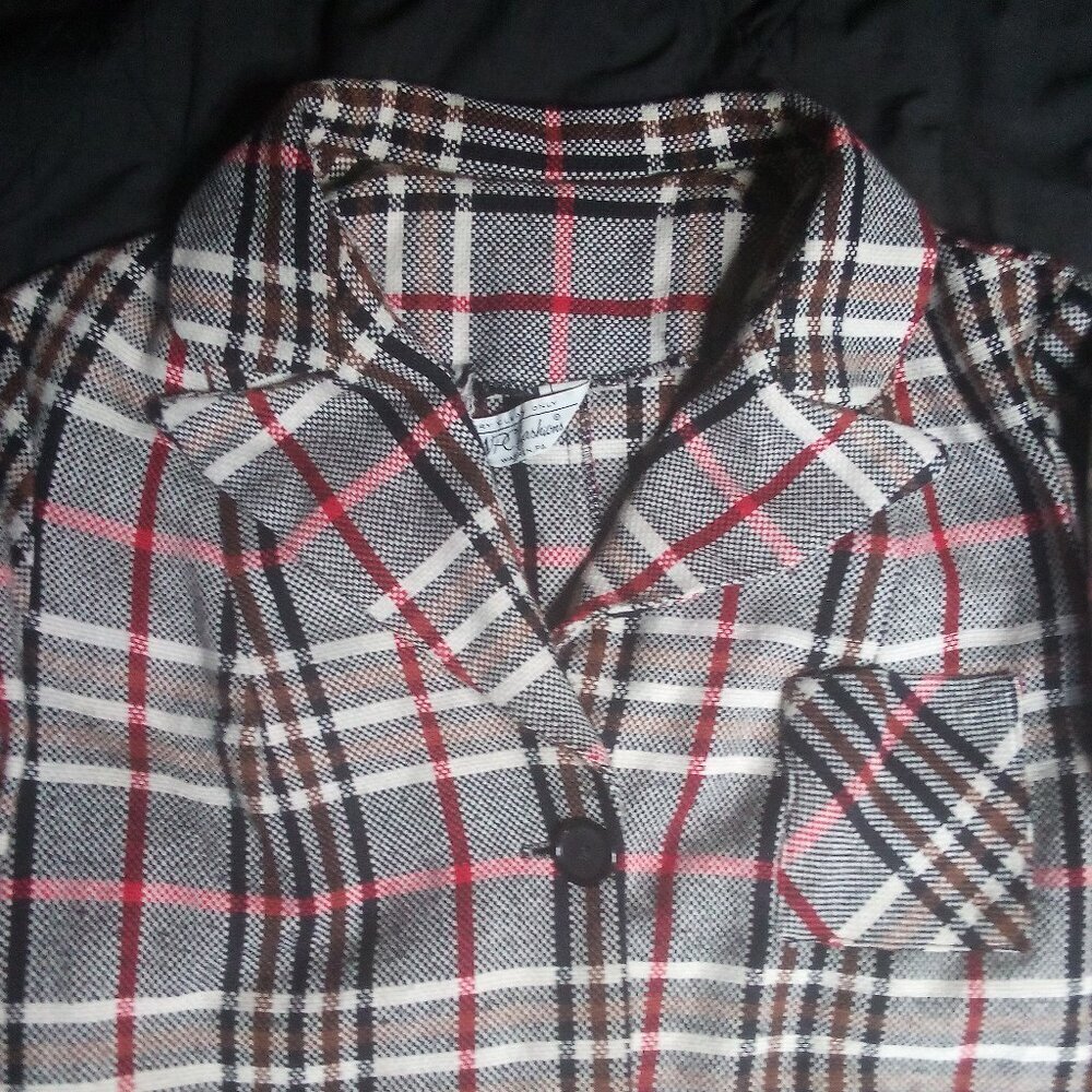 Vintage NPC Fashions Plaid Shirt Jacket Shacket Blazer 3 Pocket